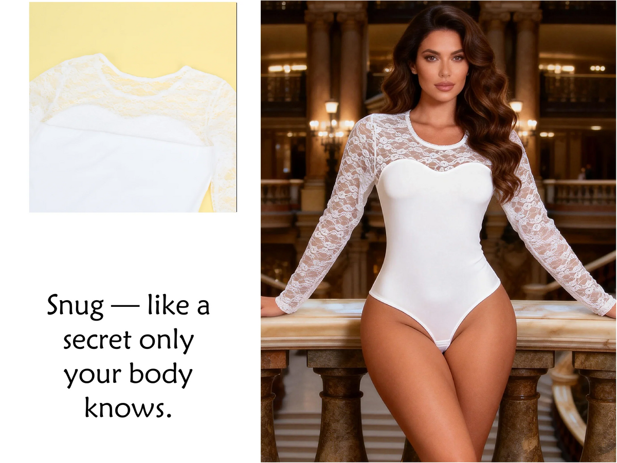 Black Lace Long Sleeve Open Crotch Bodysuit for Women Sheer Mesh Teddy Lingerie Push Up Swimwear Fabric Sexy Jumpsuit