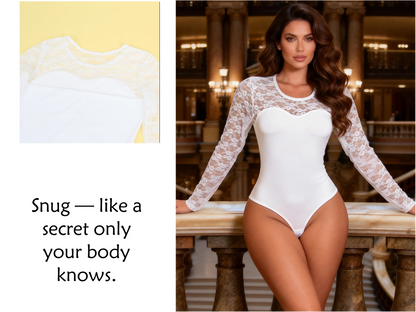Black Lace Long Sleeve Open Crotch Bodysuit for Women Sheer Mesh Teddy Lingerie Push Up Swimwear Fabric Sexy Jumpsuit
