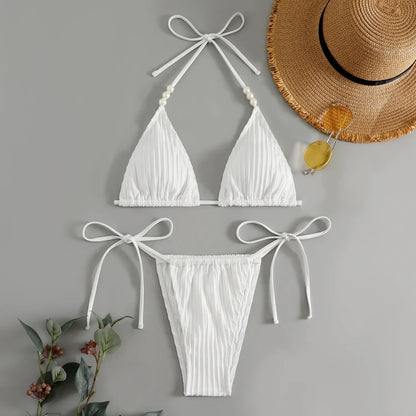 Sexy White Micro Bikini Women Swimsuit Swimwear Triangle Biquini Thong Bikinis Set White Swimming Female Bathing Suits Beachwear