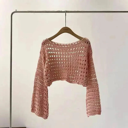 Boho Crochet Knit Crop Top for Summer Beach
