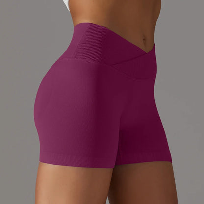 Summer V-waist peach hip lifting tight fitting three part pants, high waist yoga shorts, running speed drying seamless yoga pant