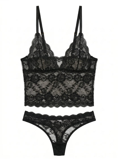 fashion Lace Set  wire-free Sexy Lingerie Transparent Bra Underwear Set Women&