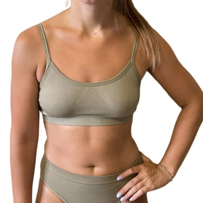 Women U-Neck Thin Strap Ribbed Wireless Bralette Push Up Bras Sport Seamless Underwear Without Pads Sexy Lingerie Crop Top M-XL