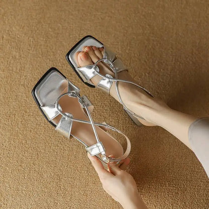 Summer New Model Fashion Middle Heeled Women&