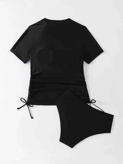 Short Sleeves Two Pieces Swimsuit Women Tankini 2026 Printed Swimwear Female Beach Wear Bathers Bathing Swimming Swim Suit