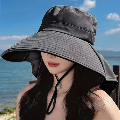New summer ponytail hat with large brim sun visor women&