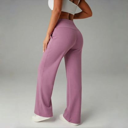 STOUREG High Waisted Yoga Pants for Women, Loose Wide Leg Workout Trousers with Pockets for Running and Outdoor Exercise