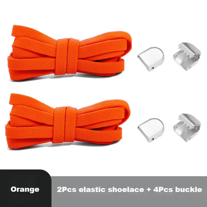 1 Pair Flat Elastic No-Tie Shoe Laces for Sneakers Tennis Shoes Quick Clip-On Shoelaces Accessories for Kids &amp; Adults