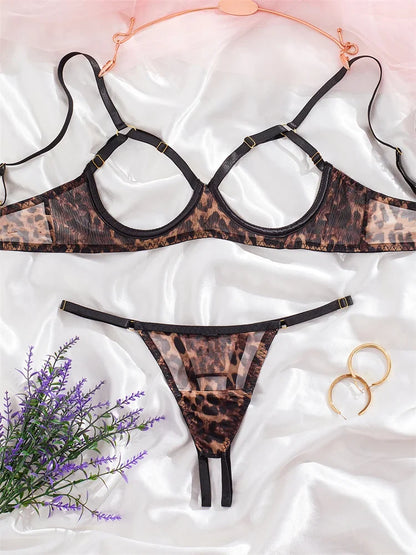 Sexy Lingerie 2 Pieces Hollow Bra and Panty Set Women&