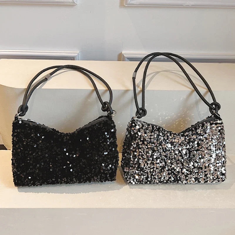Brandless Korean Style Sequin Shoulder Bag For Women Single-Shoulder Versatile Small Bag - Compact Everyday Accessory