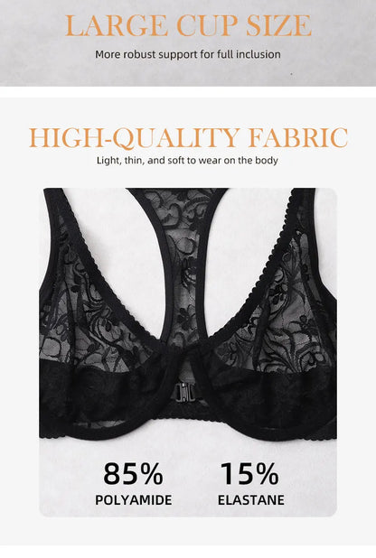 3-Piece Plus Size Lingerie With Lace Front Buttons For Women Brassiere  Adjustable Underwear Comfort And Breathability Bra