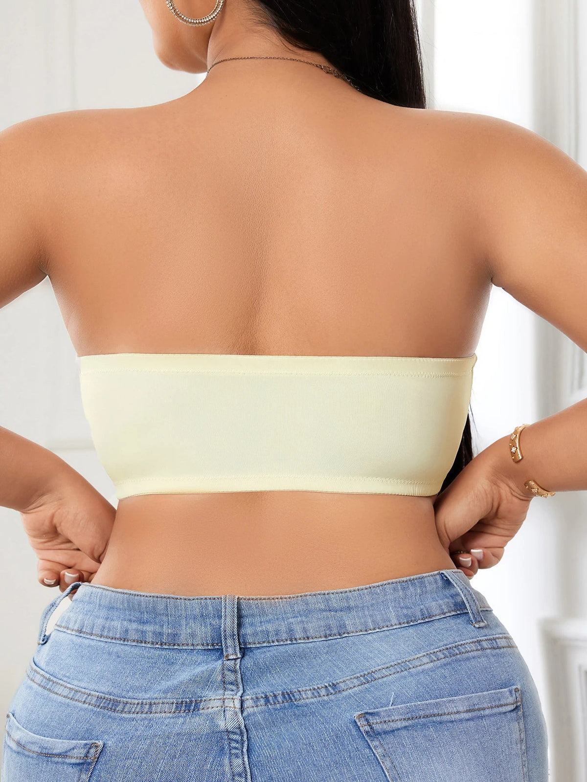 Sexy Wear Lace Plus Size Front Closure Strapless Bra Women&