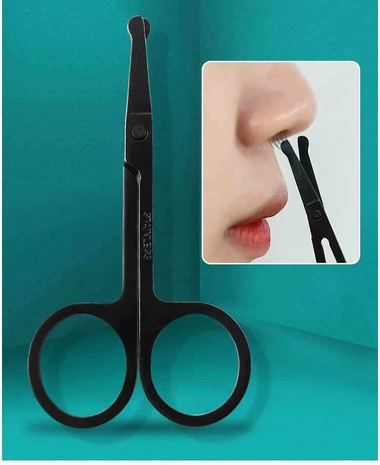 Black Round Head Nose Hair Trimmer, Stainless Steel Safety Nose Trimmer for Men &amp; Women