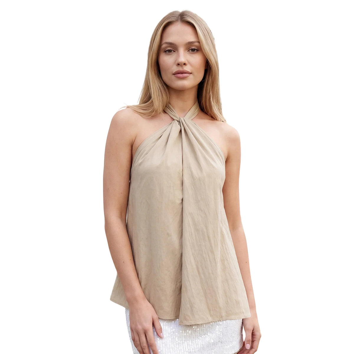 Women Tie-up Halter Tops Loose Solid Color Sleeveless Open Back Ruffled Vest Stylish Summer Streetwear