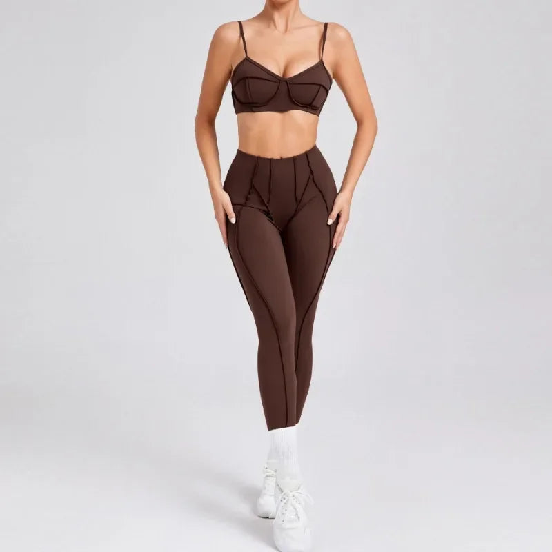 2-Piece Yoga Set – Open Back Sports Bra &amp; High Waist Shorts