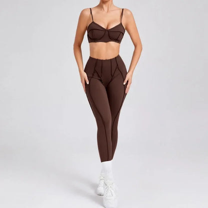 2-Piece Yoga Set – Open Back Sports Bra &amp; High Waist Shorts