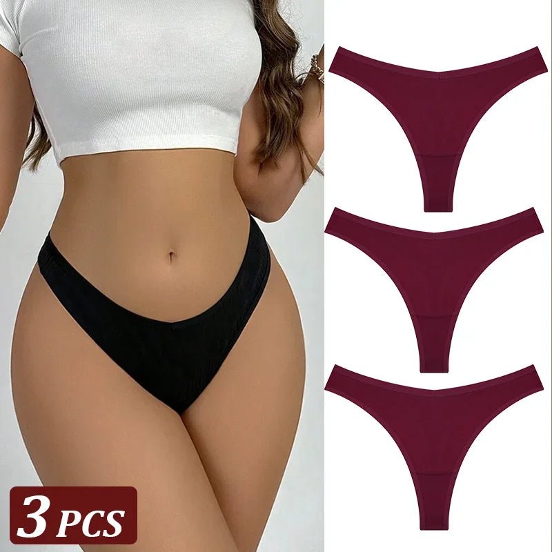 3-Piece Seamless Thong Panty Set – Soft Cotton Women&