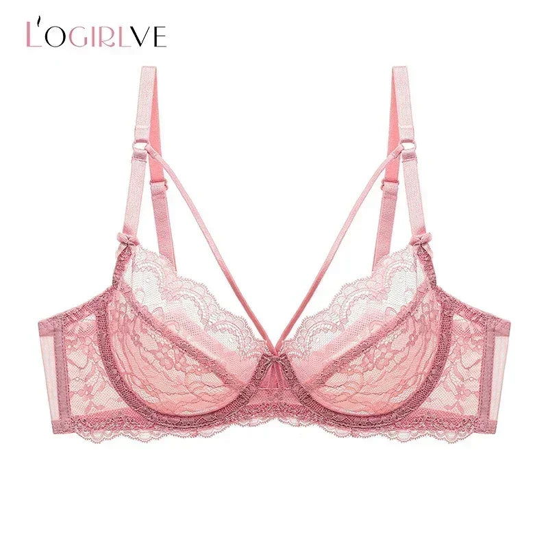 Logirlve Wholesale 3PCS Sexy Underwear Woman Lace Bras Hollow out Ultrathin Bra Women&