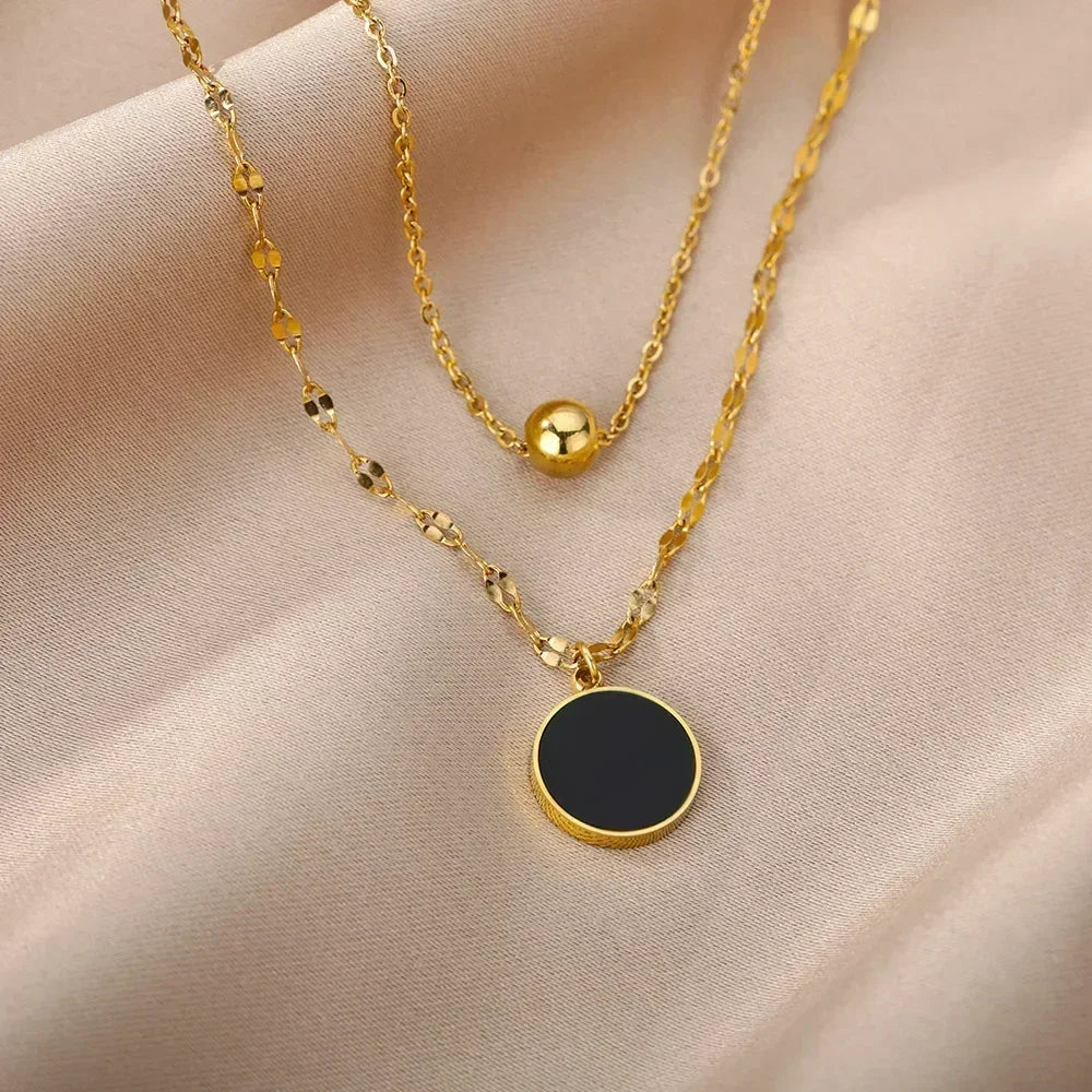 316L Stainless Steel Multilayer Heart Necklace For Women Girls Goth Gold Color Clavicle Chain Charm Choker Jewelry Birthday Gift
