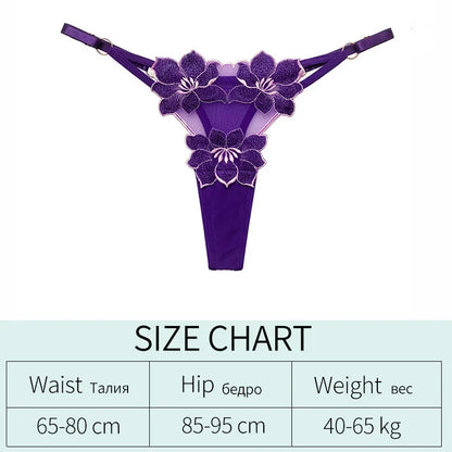Embroidery Flower Thin Sexy Girls G String Thong Panties Women Briefs Hollow Out Transparent Underwear Female Lingerie