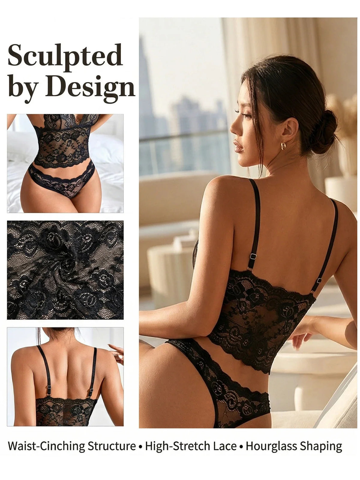 fashion Lace Set  wire-free Sexy Lingerie Transparent Bra Underwear Set Women&
