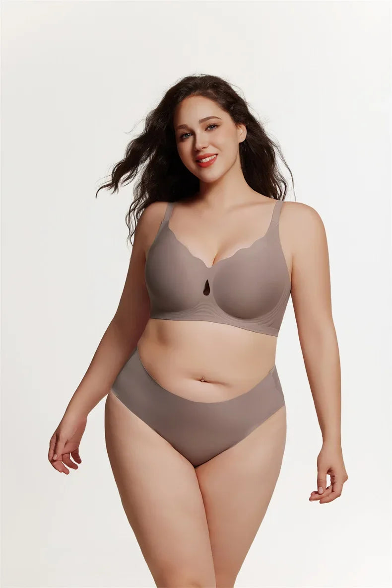 Wireless Comfortable Bra Large Cup Seamless Anti-Sagging Back Smoothing Underwear Soft Women&