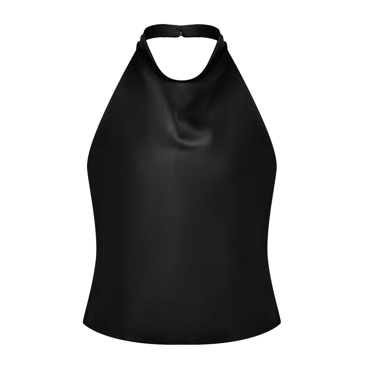 Women Summer Halter Neck Vest Sleeveless Open Back Solid Color Satin Tank Tops