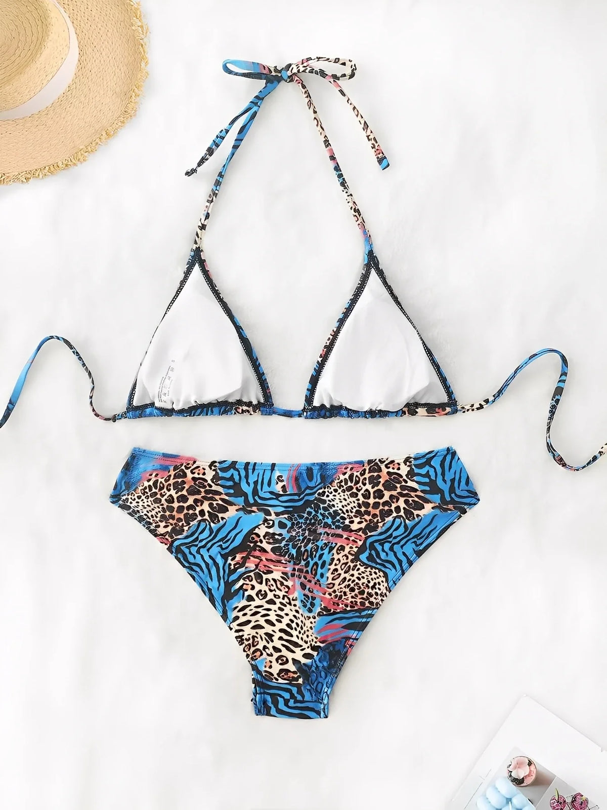 3 Pieces Triangle Halter Bikinis 2026 Print Leopard Swimwear Female Swimsuit Women &amp; Kimono Bathers Bathing Swimming Swim Suit