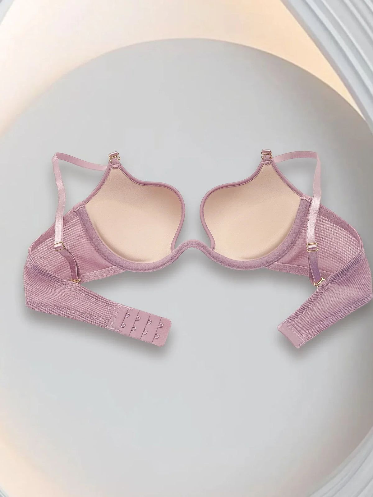 Purple deep V gather top bra women&