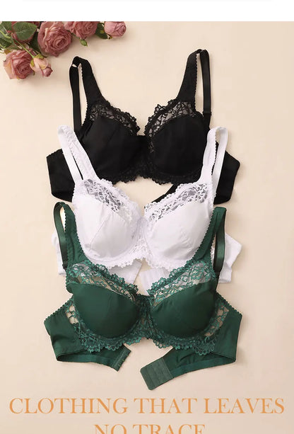 Elegant Womens Lace Bra Hollow Out Design Underwire Support Sexy Lingerie BH Tops Underwear  Plus Size A B C D E Cup