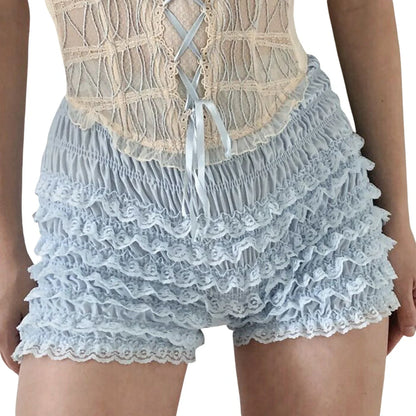 Fashion Women Ladies Solid Lace Frilly Ruffle Knicker Underwear Short Pants Safety Shorts
