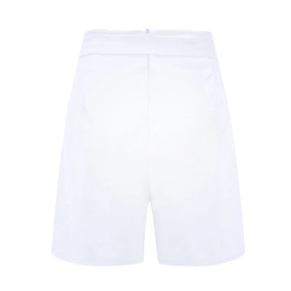 Y2K Solid Button Front Shorts Tie Waist Beach Summer High Waist Shorts Women&