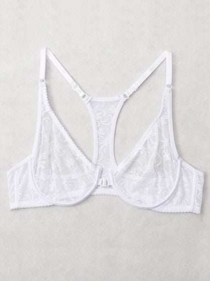 Womens Front Button Lace Bra Underwire Underwear Elegant Embroidery Beautiful bBack Plus Size Lingeire A B C D E F Cup
