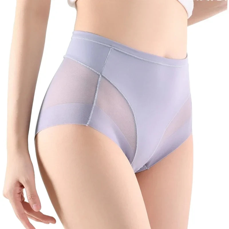 2Pcs/Set Women High Rise Briefs Panties Tummy Control Underwear Hip Shaping Sheer Mesh Panel Shapewear Sexy Lingerie S-3XL