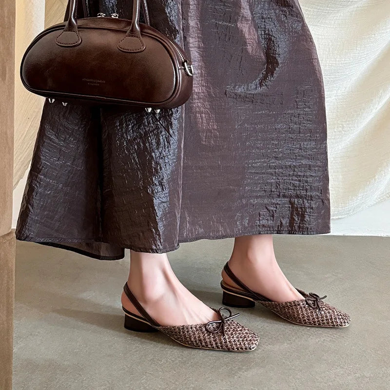 Woven Bow Back Strap Design Sandals Women&