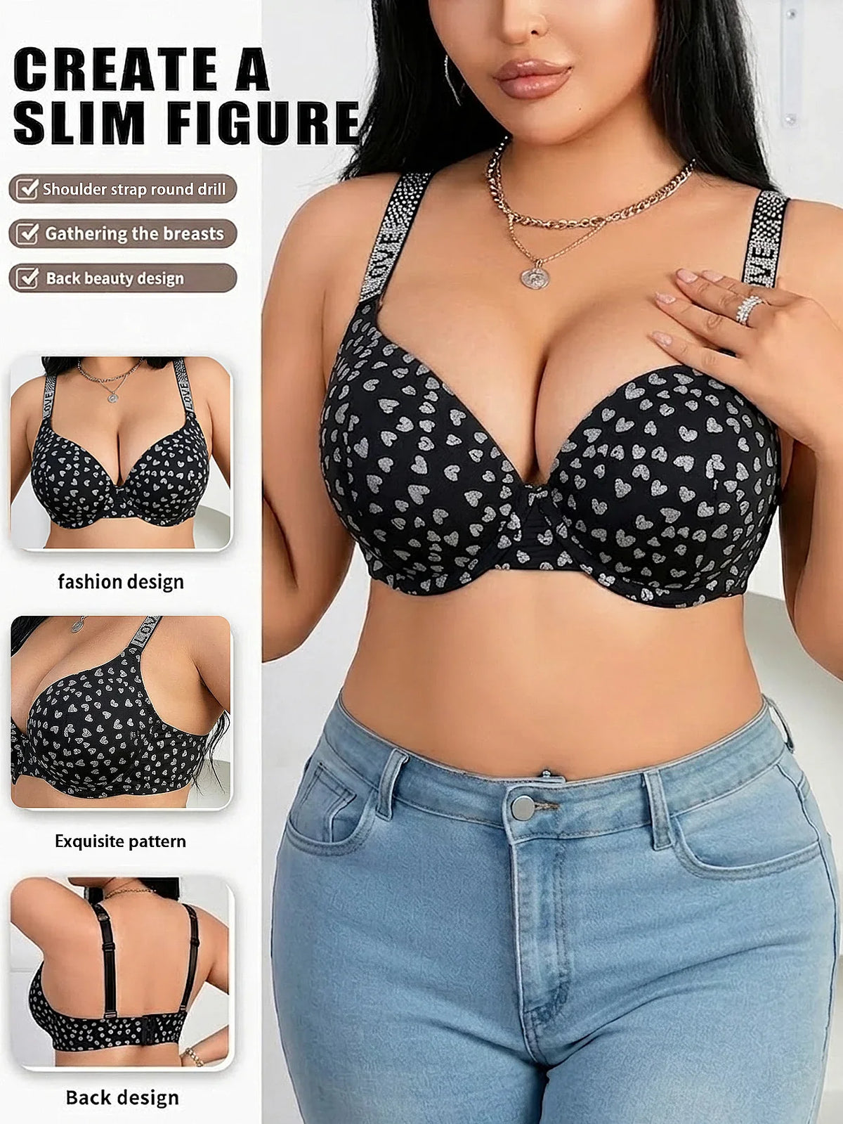 Plus Size Heart Pattern Women&