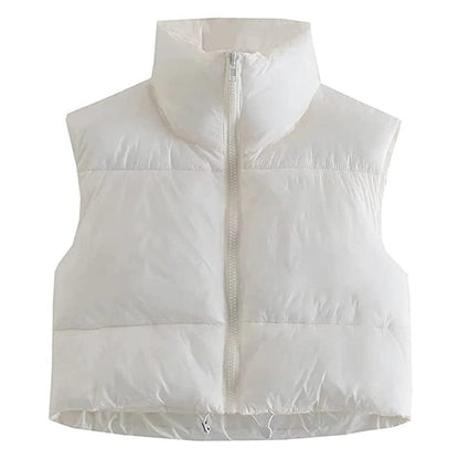 Women Winter Warm Crop Waistcoat Sleeveless Stand Collar Double Sided Lightweight Puffer Vest 2022 Streetwear