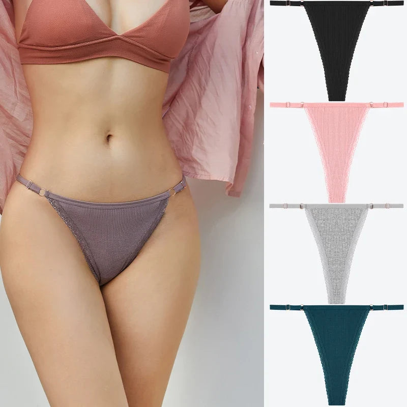 Comfortable Cotton Lace G-String Panties for Women