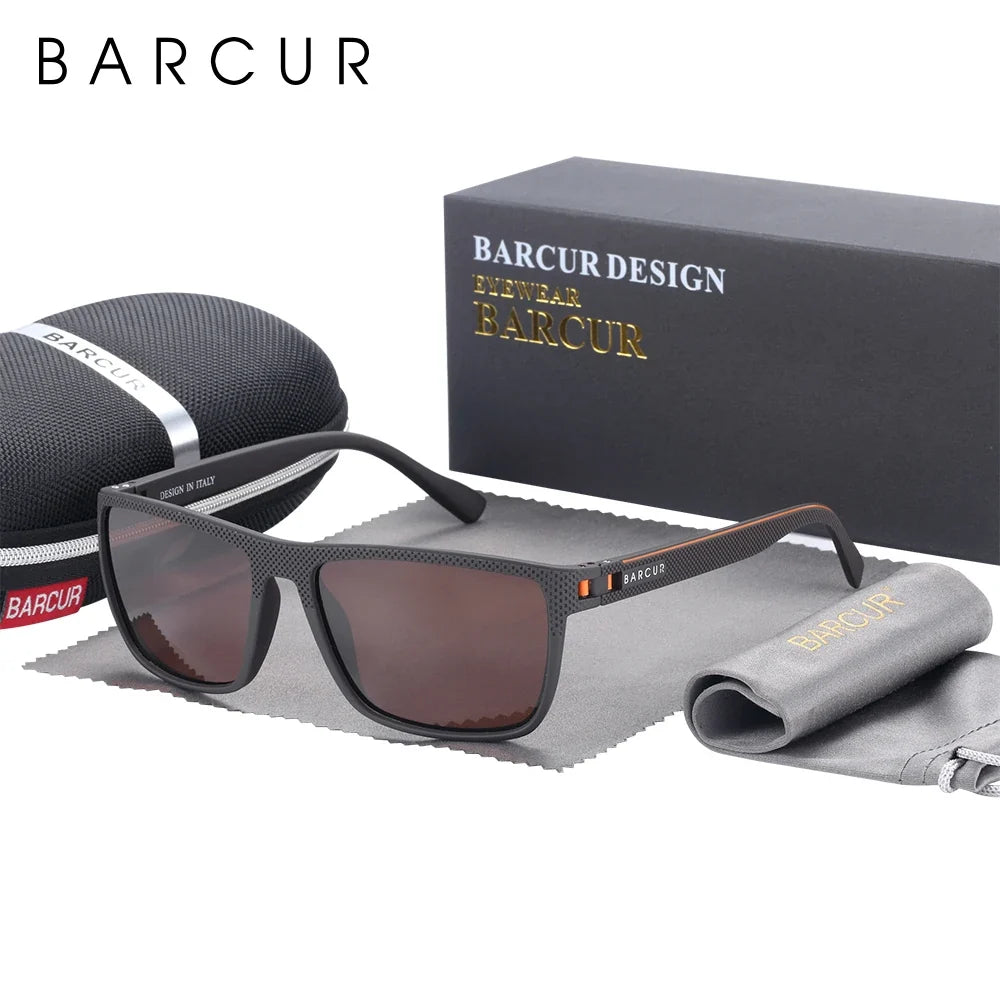 BARCUR Sports Polarized Sunglasses for Men Lightweight TR90 Square Fishing &amp; Travel Eyewear UV400 Protection Men Accessory