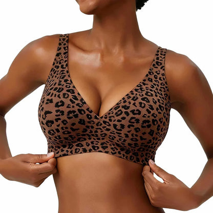 Custom made-2-Row Hook Leopard Print Bra Underwear