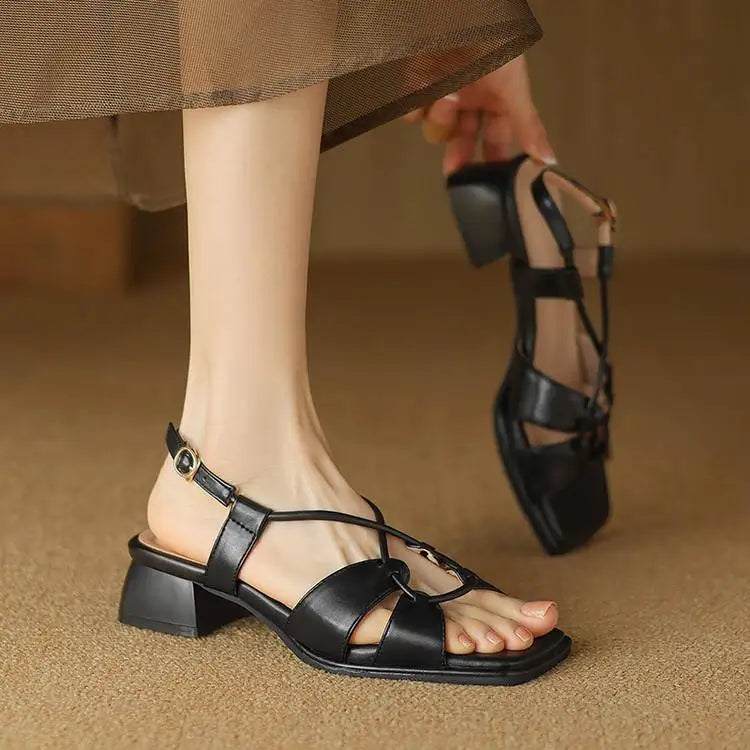 Summer New Model Fashion Middle Heeled Women&