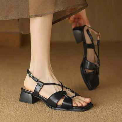 Summer New Model Fashion Middle Heeled Women&