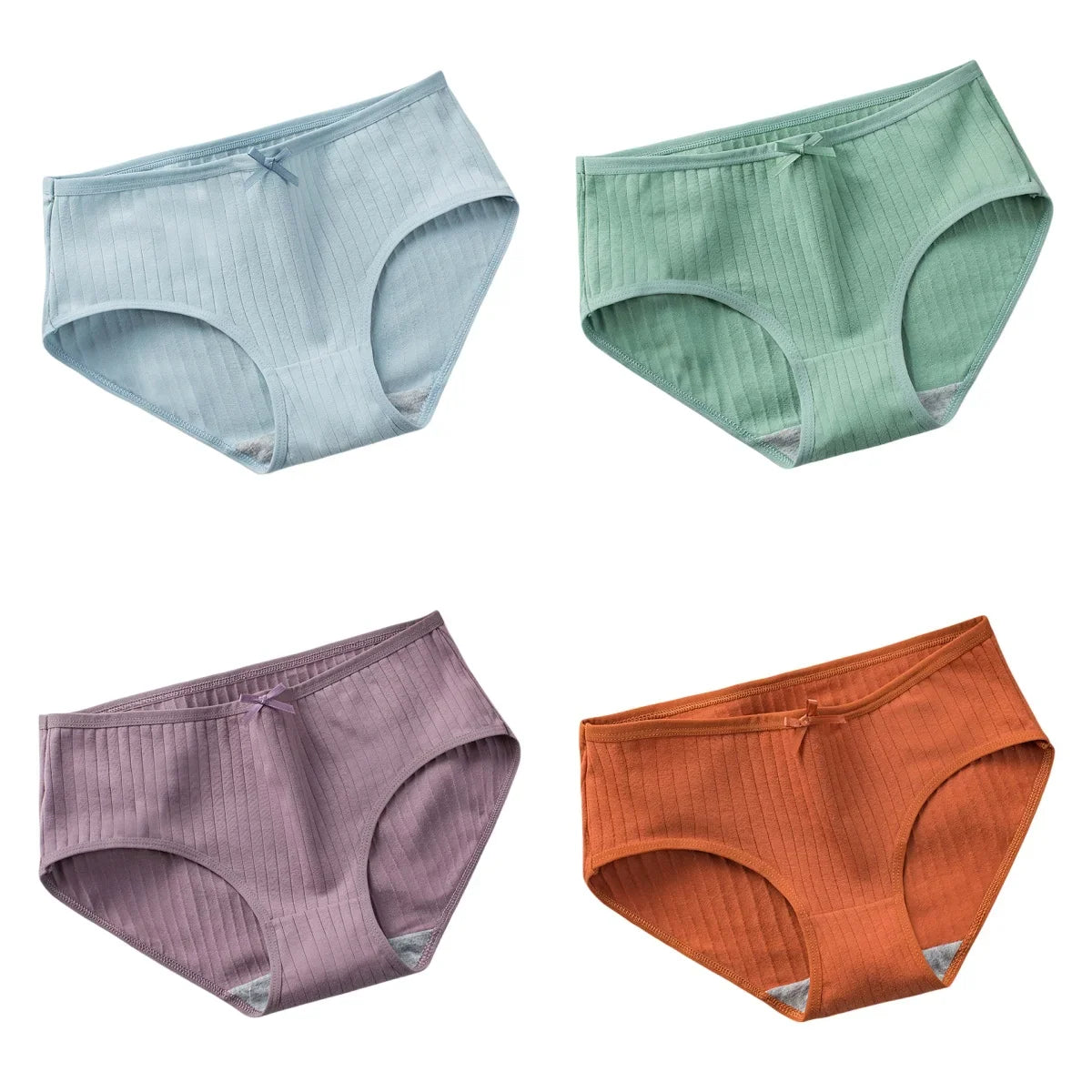 4Pcs/Set Women Cotton Panties Low Waist Briefs Breathable Comfort Underwear Sexy Lingerie Solid Color Underpants Intimates M-XL