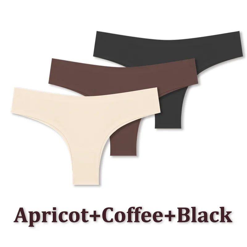 3-Piece Seamless Brazilian Panties Set – Ultra-Thin Ice Silk Underwear