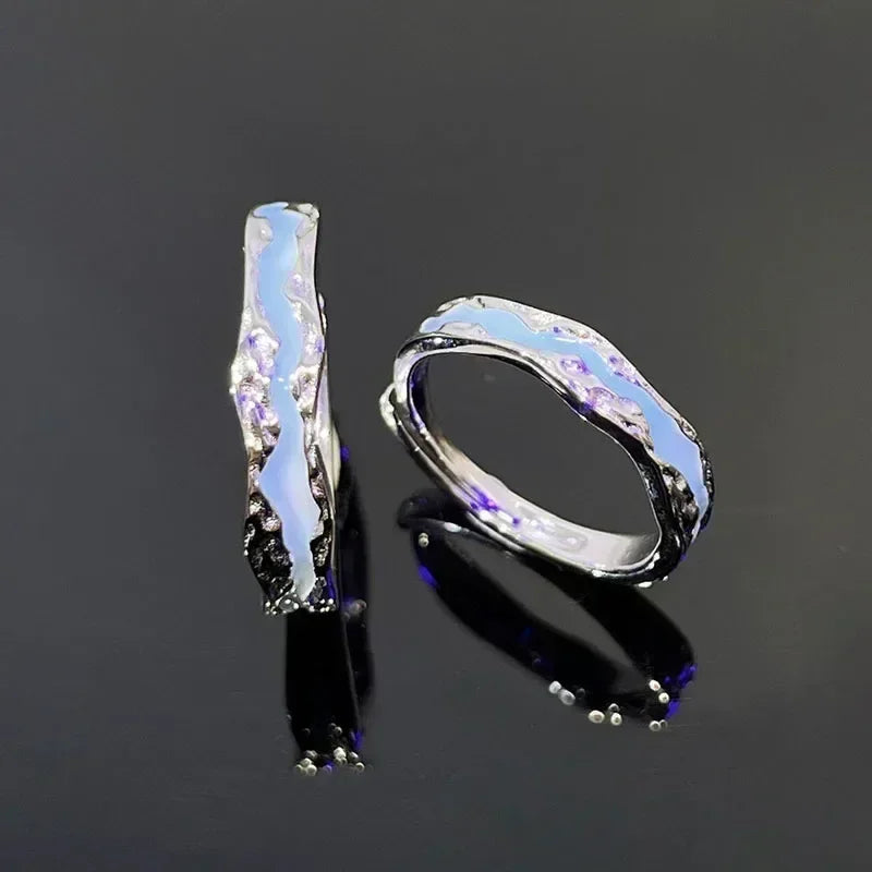 New Enamel Luminous Adjustable Finger Ring Vintage Luxury Love Couples Rings Glow In Dark Y2K Jewelry Valentine&