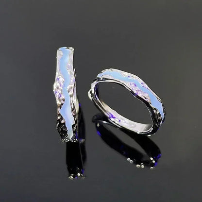 New Enamel Luminous Adjustable Finger Ring Vintage Luxury Love Couples Rings Glow In Dark Y2K Jewelry Valentine&