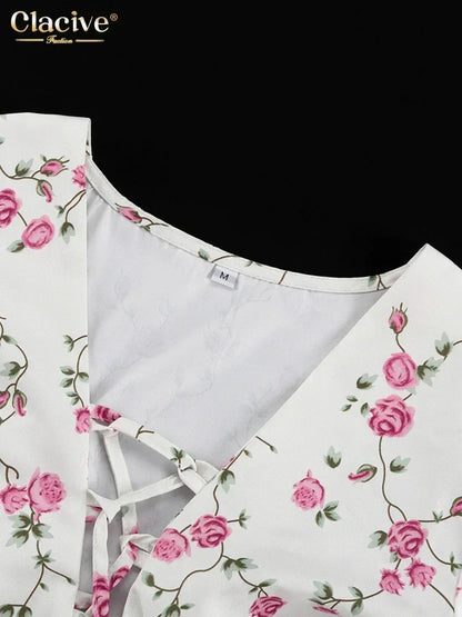 Clacive Summer Slim Print Women&