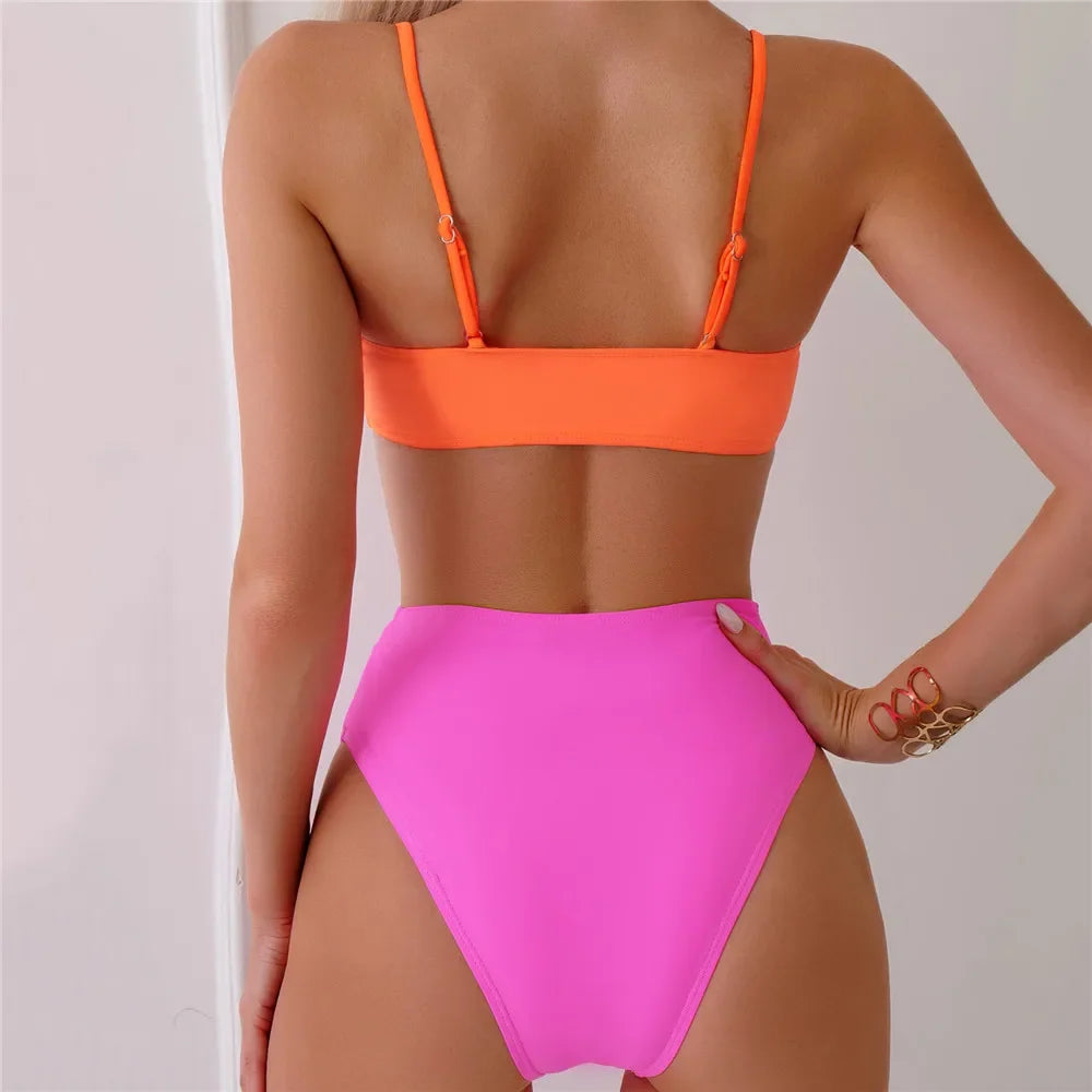 Black White Patchwork Sexy Swimsuit Women One Piece Swimwear 2026 Side Waist Hollow Out Monokini High Cut Bathing Swimming Suit
