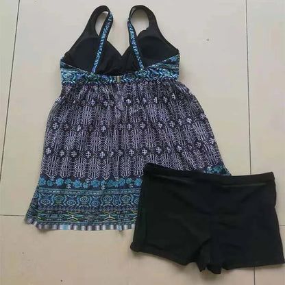 DEKA Swimsuits Women Two Piece Bikini Plus Size Swimdress Printed Tankini Set Push Up Retro Large Swimwear Swimming Suit