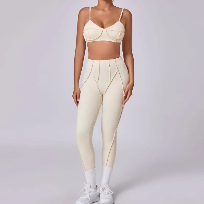 2-Piece Yoga Set – Open Back Sports Bra &amp; High Waist Shorts